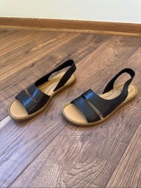 Born Black Open-Toe Slingback Sandals